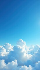 Wall Mural - Vast blue sky, fluffy white clouds, bright sunshine , heaven, perspective