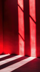 Wall Mural - Red Room: Light and Shadow on a Textured Wall