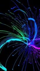 Poster - Vivid neon swirls: dynamic abstract energy movement in colorful flow