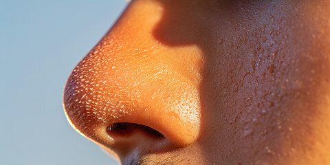 Poster - close-up of perspiring human nose and cheek