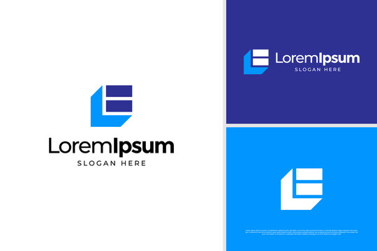 Geometric business of letter LE or E L logo vector design template