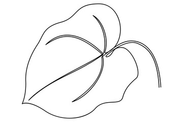 Poster - Continuous single Line Drawing Of a Leaf Editable Stroke outline vector illustration
