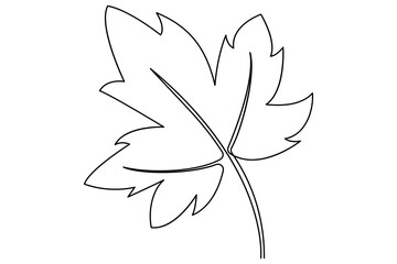 Poster - Continuous single Line Drawing Of a Leaf Editable Stroke outline vector illustration
