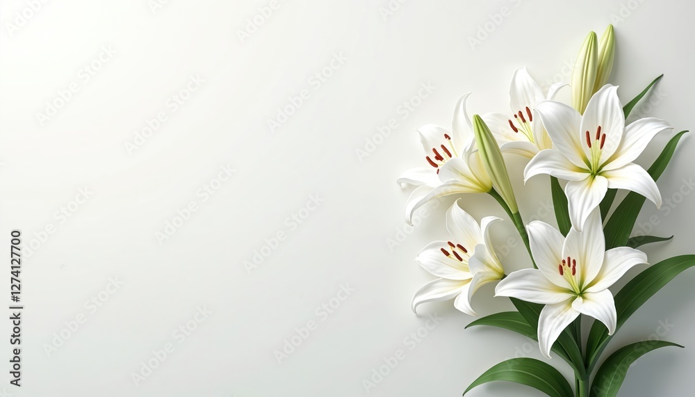 Elegant sympathy card with white lily flowers for condolences. Floral ...