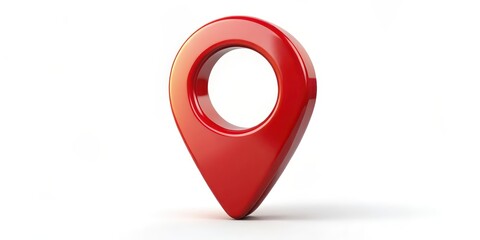 Fototapete - Red Location Marker Icon on White Background