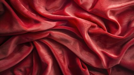 Poster - A close-up of luxurious red fabric, showcasing its soft texture and elegant draping.