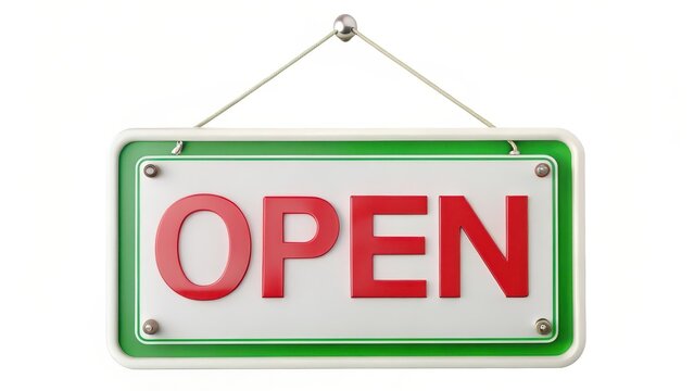 Open Sign on White Background