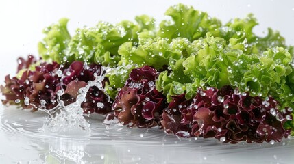 Poster - Fresh lettuce with water splashes, showcasing vibrant colors and freshness.