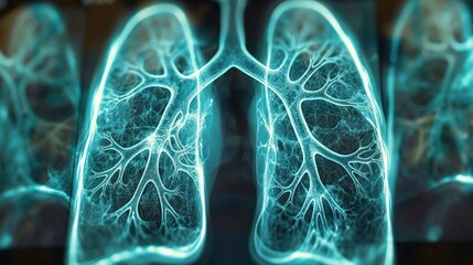 Poster - An artistic representation of human lungs showcasing intricate bronchial structures.