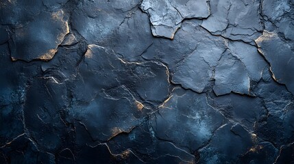 Poster - Dark blue cracked stone texture background image. Ideal for design and art projects. Macro detail. Dark Blue Cracked Stone Texture Background