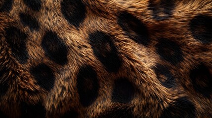 Poster - Intricate detail of leopard fur, showcasing its rich brown and black spotted pattern. A luxurious and textured background. Close-up of Leopard Fur Texture: A Luxurious Brown and Black Pattern