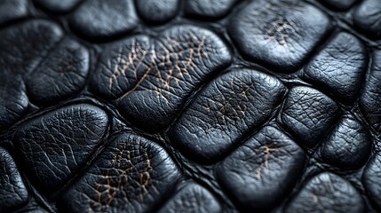 Aufkleber - High-detail macro shot showcasing the texture of black crocodile leather. The image displays the intricate pattern, cracks, and deep blacks of the material. Close-up Texture of Black Crocodile Leather