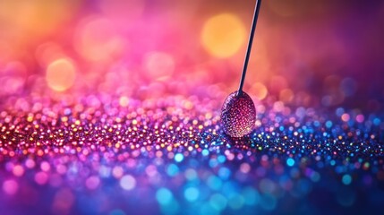 Poster - Delicate Water Droplet on a Shimmering Colorful Surface with Bokeh Background Effects