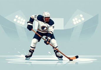 Wall Mural - Hockey player in action, showcasing skill and determination on the ice