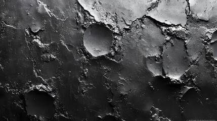 Poster - A dramatic grayscale image showcasing a heavily textured surface. The interplay of light and shadow enhances the abstract nature of the piece. Abstract Monochrome Textured Surface