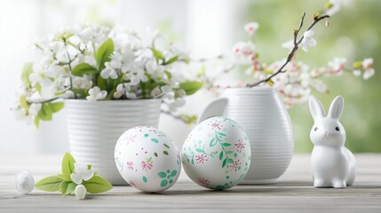 Wall Mural - pastel-colored Easter eggs, each with hand-painted designs such as stripes