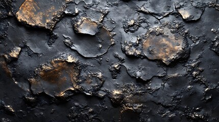 Poster - Dramatic black and gold textured background. Luxurious dark surface with metallic accents. Ideal for design projects. Abstract Dark and Gold Texture: A Luxurious Black and Gold Surface