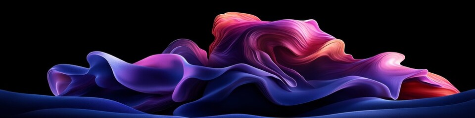 Aufkleber - Abstract Flowing Fabric, Liquid Waves, Dynamic Shapes, Colorful Background, Vibrant 3D Render