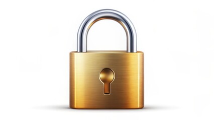 Poster - Gold Padlock on White Background
