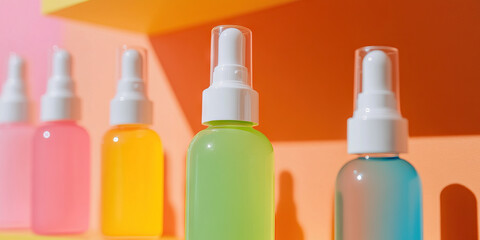 Poster - Five Pastel-Colored Bottles with Dropper Tops