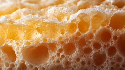 Poster - Detailed image of beer foam, showcasing its intricate texture and bubbles. Close-up Macro Photography of Beer Foam Texture