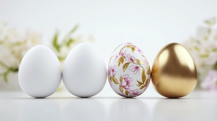 Decorated easter eggs isolated on white background