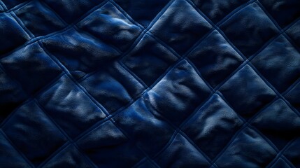 Poster - Close-up shot of a luxurious blue quilted velvet fabric. The texture is soft and plush. Luxurious Blue Quilted Velvet Texture