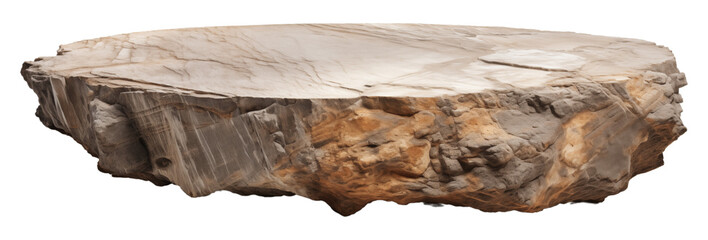 Hyperrealistic photo of a round rock slab isolated on a transparent background. Generative ai