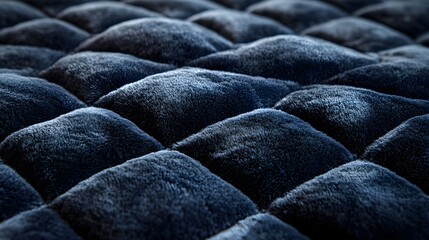 Poster - Close-up of a deep blue velvet quilted fabric. Soft, luxurious texture. Luxurious Deep Blue Velvet Quilted Texture