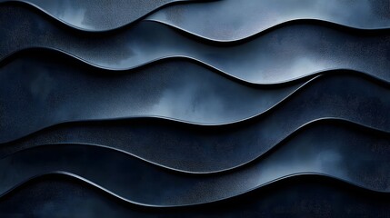 Poster - Abstract digital art featuring dark blue wavy textures. A modern, seamless design.Abstract Dark Blue Waves: A Textured Digital Art