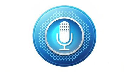 Poster - Blue Microphone Icon on White Background