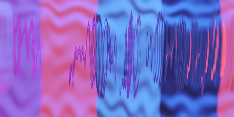 Poster - Abstract Waveform Pattern with Pink, Purple, and Blue Backgrounds