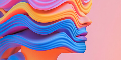 Poster - Abstract Profile with Layered Wavy Forms