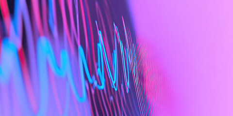 Poster - Abstract Wave Pattern in Blue and Pink Lighting