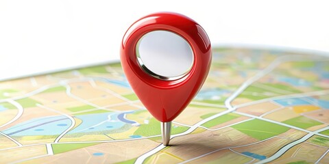 Fototapete - Red Map Pointer on White Background