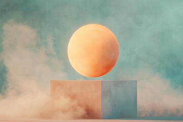Poster - Gravity-defying objects in a physics-bending room dreamy atmosphere surreal visual art