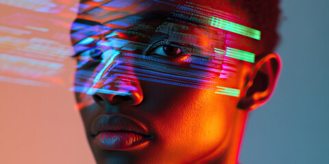Poster - Portrait of a Person with Digital Light Overlay