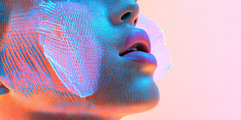 Poster - Stylized Female Face with Translucent Overlay
