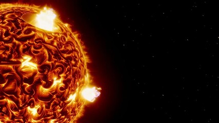 Poster - Dramatic solar flares bursting with intense energy, radiating powerful plasma streams from sun's surface in mesmerizing slow motion, revealing stunning stellar dynamics