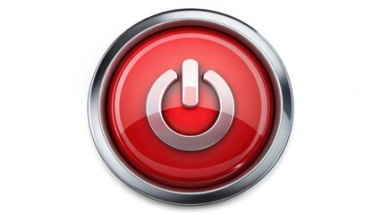 Poster - Red Power Button Icon on White Background