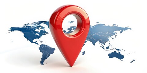 Fototapete - Red Location Pin on World Map