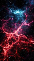 Poster - A vibrant cosmic web illuminated with swirling colors of red and blue.