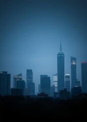 Skyline of office buildings from renmin park (people's square) huangpu district shanghai china asia East Asian china japan japanese asian korea korean taiwan east asia singapore singaporean chinese ta