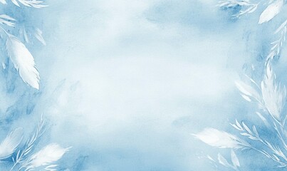 Naklejka na meble A blue background with white feathers and a white line