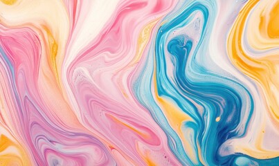 Wall Mural - A colorful swirl of paint with pink, yellow, and blue colors