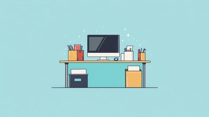 Poster - Organized Workspace Desktop Computer