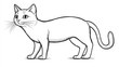 © Boonart - a cat cartoon outline, cute style, minimal line art, black and white, isolated on white background