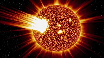 Poster - Powerful solar flare eruption impacting the sun's surface, creating a visually stunning and scientifically significant event, presented in slow motion