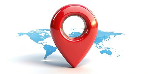 Fototapete - Red Map Pointer on World Map