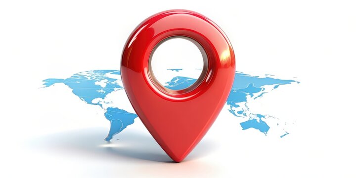 Red Map Pointer on World Map